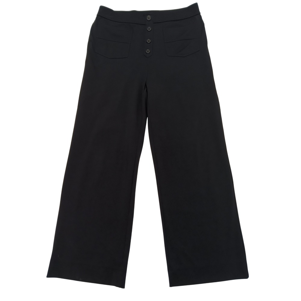 Halara Petite Black Wide Leg High Waisted Faux Button Trousers Size Large Petite